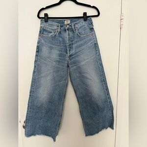Citizens of Humanity Chic Cropped Wide Leg Blue Denim Jeans